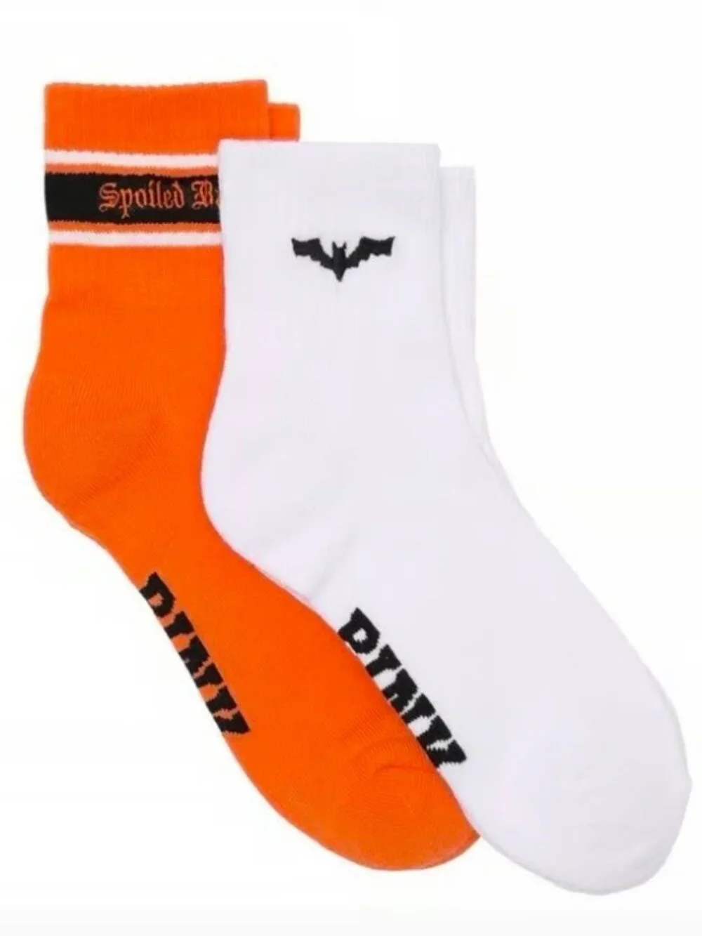 PINK Victoria’s Secret 2-Pack Quarter Socks Orange White Halloween One Size nwt